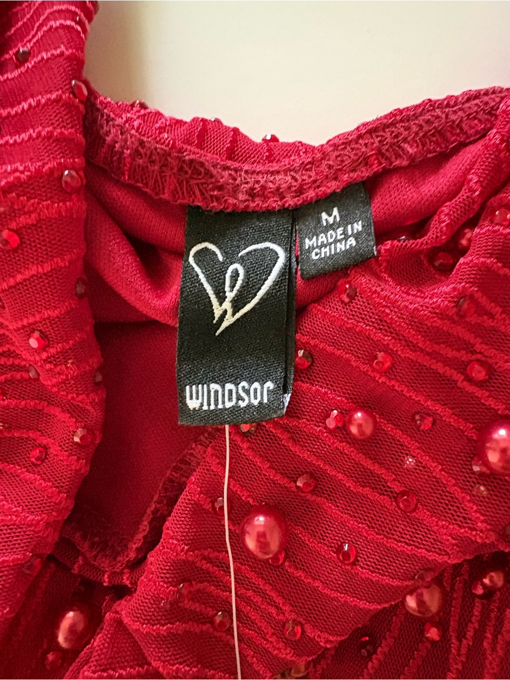 Windsor Red Beaded Mini Dress Women’s Medium Cowl Neck Y2K Party Cocktail NWT - Picture 12 of 12